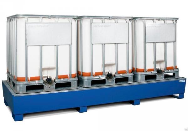 Сточный поддон 1000 л из окрашенной стали под 3 еврокуба